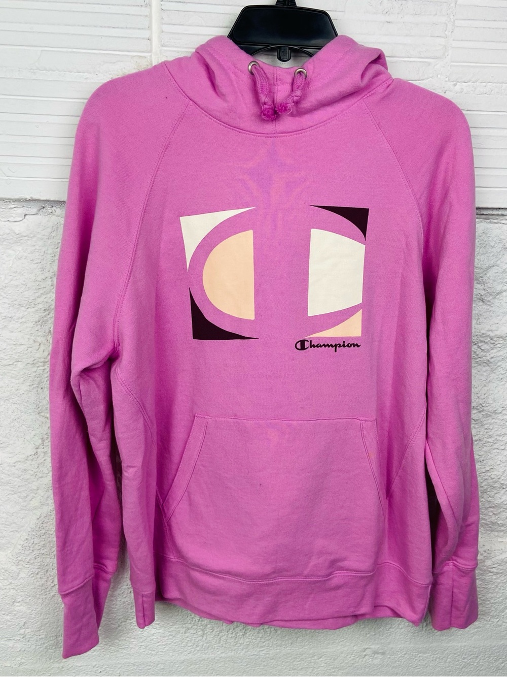 Champion Lilac purple Pullover fleece Hoodie with Graphic Logo size large